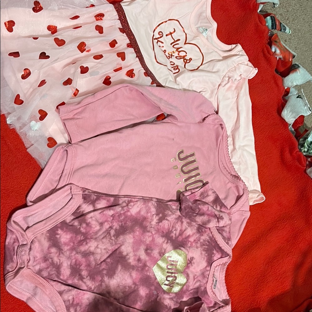 Pink Baby Onesie Set with Heart Details